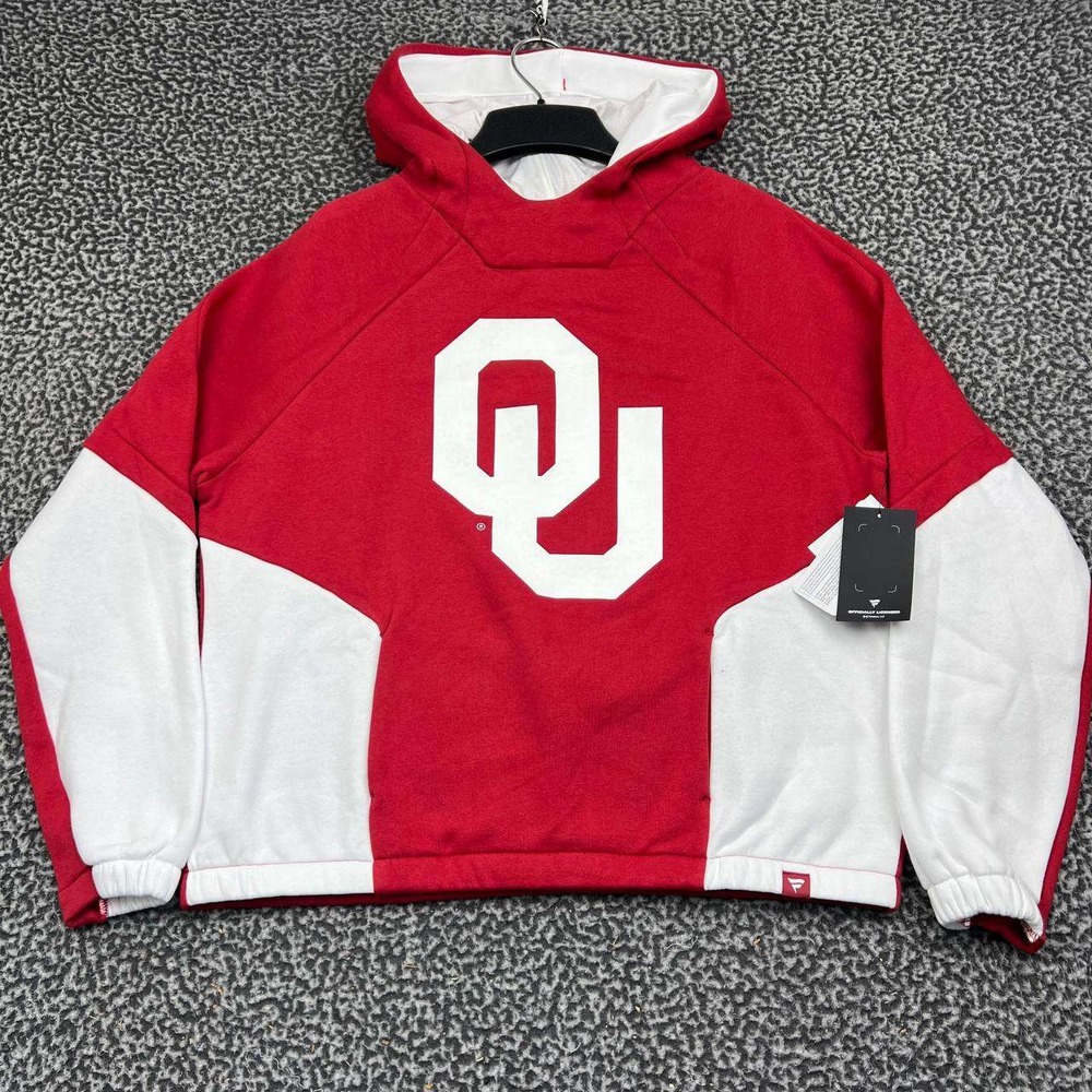 Oklahoma Sooners Hoodie Women Medium Red White Fanatics Pullover New M